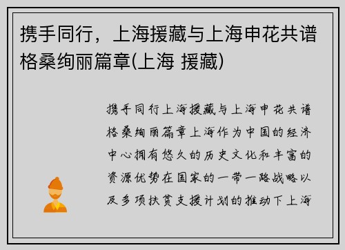 携手同行，上海援藏与上海申花共谱格桑绚丽篇章(上海 援藏)